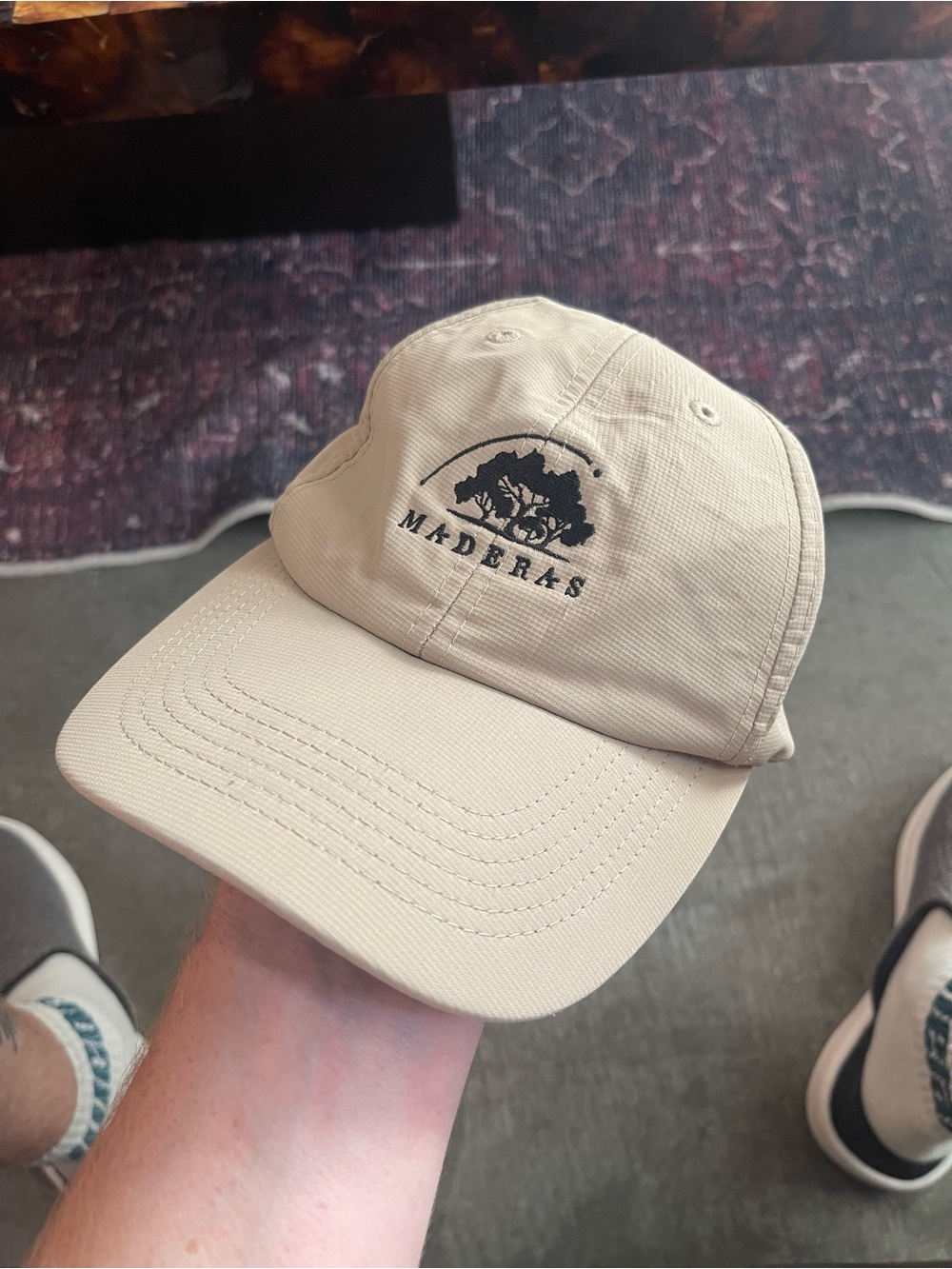 Beige Embroidered Logo Cap